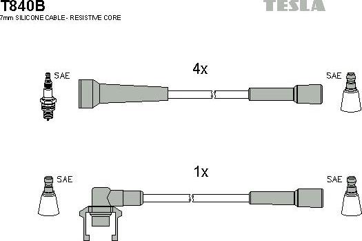 TESLA T840B - Комплект проводов зажигания autosila-amz.com