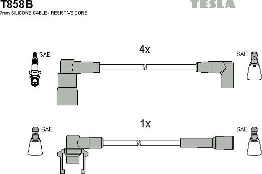 TESLA T858B - Комплект проводов зажигания autosila-amz.com