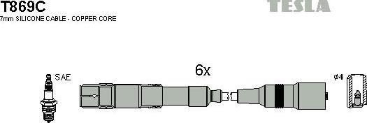 TESLA T869C - Комплект проводов зажигания autosila-amz.com