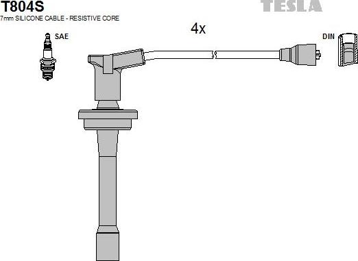 TESLA T804S - Комплект проводов зажигания autosila-amz.com