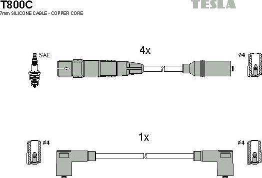 TESLA T800C - Комплект проводов зажигания autosila-amz.com