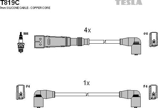 TESLA T819C - Комплект проводов зажигания autosila-amz.com