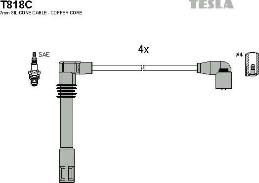 TESLA T818C - Комплект проводов зажигания autosila-amz.com