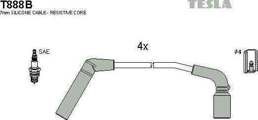 TESLA T888B - Комплект проводов зажигания autosila-amz.com