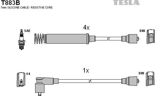 TESLA T883B - Комплект проводов зажигания autosila-amz.com