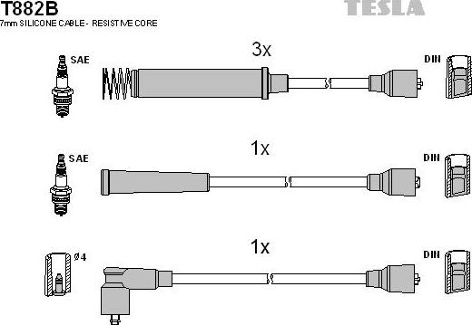 TESLA T882B - Комплект проводов зажигания autosila-amz.com