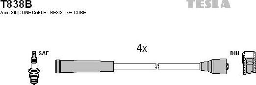 TESLA T838B - Комплект проводов зажигания autosila-amz.com