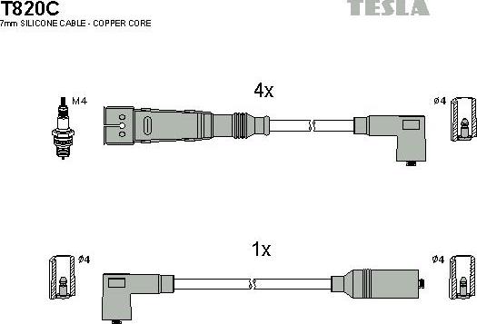 TESLA T820C - Комплект проводов зажигания autosila-amz.com