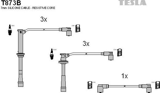 TESLA T873B - Комплект проводов зажигания autosila-amz.com