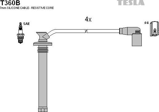 TESLA T360B - Комплект проводов зажигания autosila-amz.com