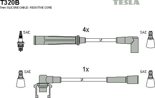 TESLA T320B - Комплект проводов зажигания autosila-amz.com