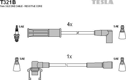 TESLA T321B - Комплект проводов зажигания autosila-amz.com