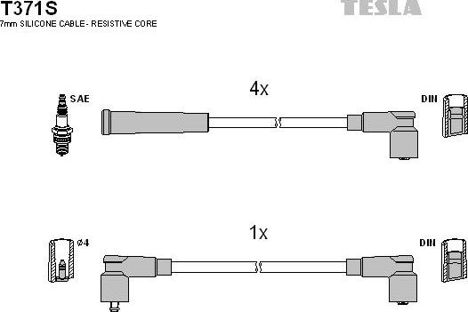 TESLA T371S - Комплект проводов зажигания autosila-amz.com
