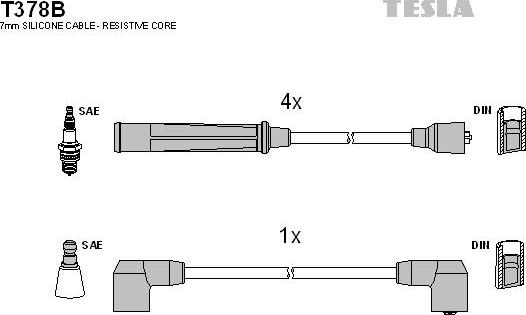 TESLA T378B - Комплект проводов зажигания autosila-amz.com