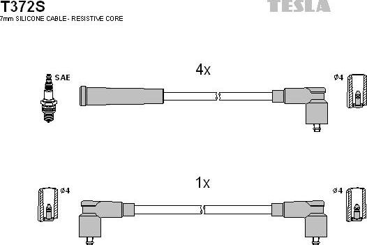 TESLA T372S - Комплект проводов зажигания autosila-amz.com