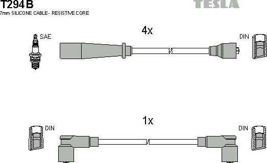 TESLA T294B - Комплект проводов зажигания autosila-amz.com