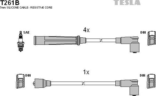 TESLA T261B - Комплект проводов зажигания autosila-amz.com