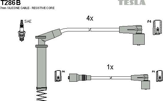 TESLA T286B - Комплект проводов зажигания autosila-amz.com