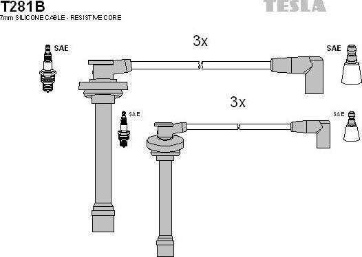 TESLA T281B - Комплект проводов зажигания autosila-amz.com