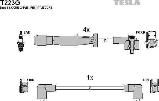 TESLA T223G - Комплект проводов зажигания autosila-amz.com