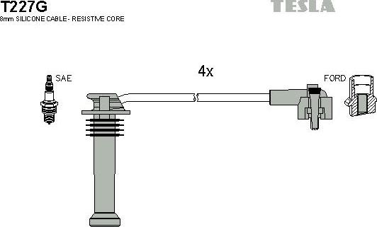 TESLA T227G - Комплект проводов зажигания autosila-amz.com