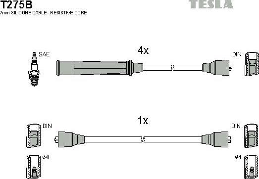 TESLA T275B - Комплект проводов зажигания autosila-amz.com