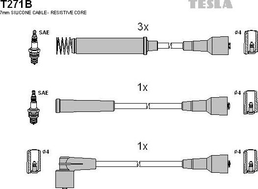 TESLA T271B - Комплект проводов зажигания autosila-amz.com