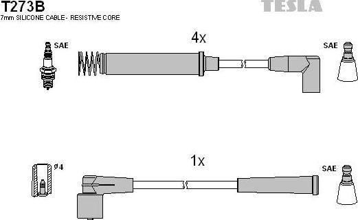 TESLA T273B - Комплект проводов зажигания autosila-amz.com