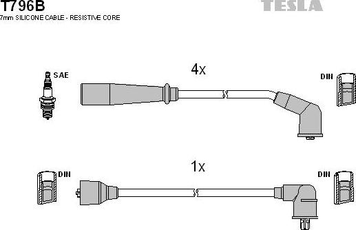 TESLA T796B - Комплект проводов зажигания autosila-amz.com