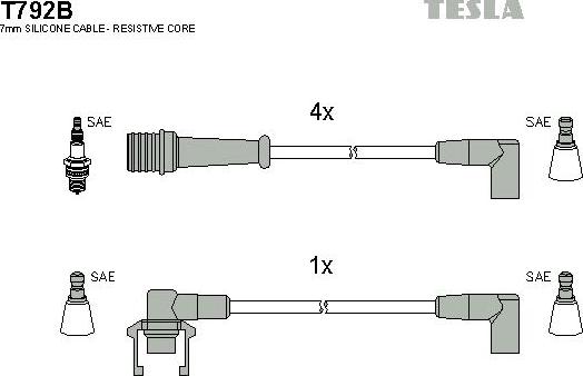 TESLA T792B - Комплект проводов зажигания autosila-amz.com
