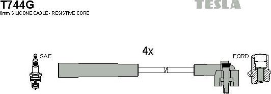 TESLA T744G - Комплект проводов зажигания autosila-amz.com