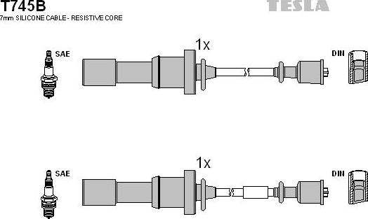 TESLA T745B - Провода высоковольтные компл. HYUNDAI SONATA EF/SANTA FE/TRAGET RC-HD1204 TESLA T745B autosila-amz.com