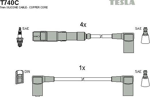 TESLA T740C - Комплект проводов зажигания autosila-amz.com