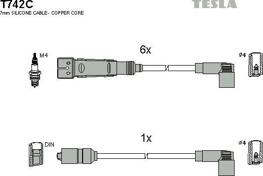 TESLA T742C - Комплект проводов зажигания autosila-amz.com