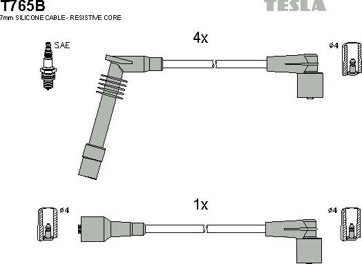 TESLA T765B - Комплект проводов зажигания autosila-amz.com