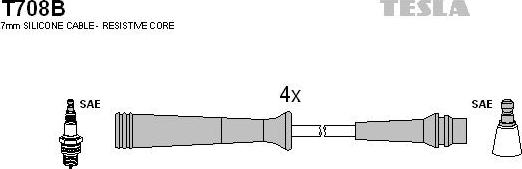 TESLA T708B - Комплект проводов зажигания autosila-amz.com