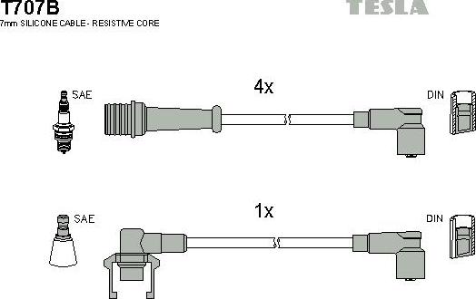 TESLA T707B - Комплект проводов зажигания autosila-amz.com