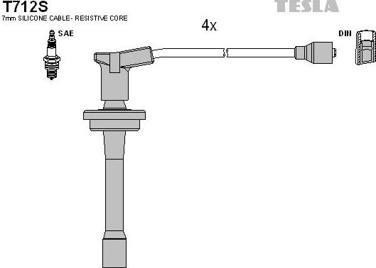 TESLA T712S - Комплект проводов зажигания autosila-amz.com