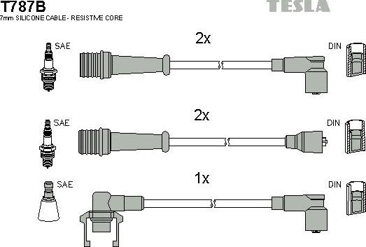 TESLA T787B - Комплект проводов зажигания autosila-amz.com