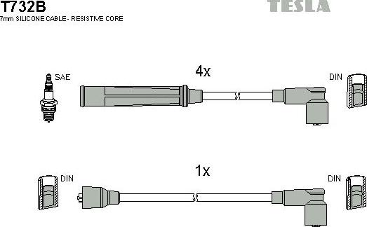 TESLA T732B - Комплект высоковольтных проводов autosila-amz.com