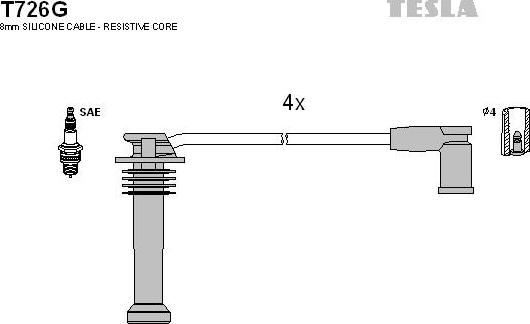 TESLA T726G - Комплект проводов зажигания autosila-amz.com