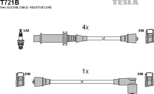 TESLA T721B - Комплект проводов зажигания autosila-amz.com