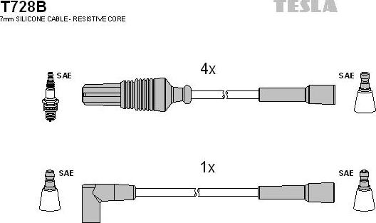 TESLA T728B - Комплект проводов зажигания autosila-amz.com