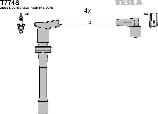 TESLA T774S - Комплект проводов зажигания autosila-amz.com