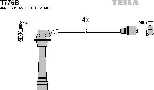 TESLA T776B - Комплект проводов зажигания autosila-amz.com