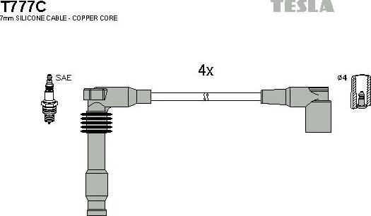 TESLA T777C - Комплект проводов зажигания autosila-amz.com