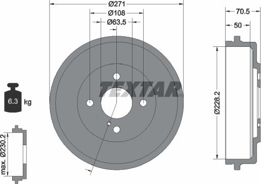 Textar 94045600 - Тормозной барабан autosila-amz.com