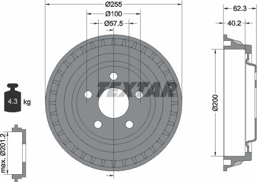 Textar 94040800 - Тормозной барабан autosila-amz.com