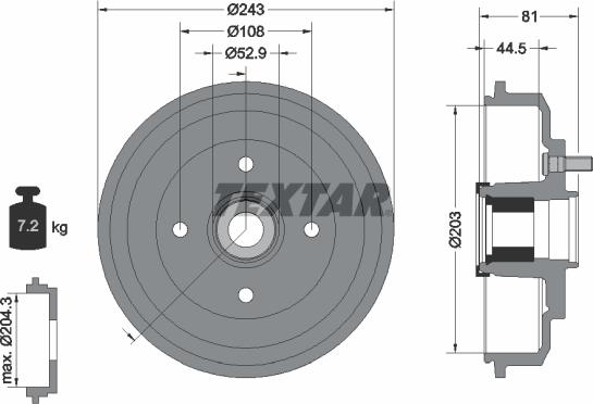 Textar 94041300 - Тормозной барабан autosila-amz.com