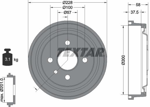 Textar 94048500 - Тормозной барабан autosila-amz.com